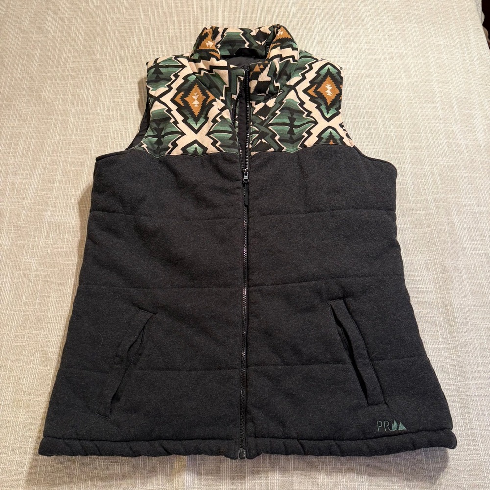 Powder River Outfitters Panhandle Womens XL Gray Southwestern Aztec Puffer Vest